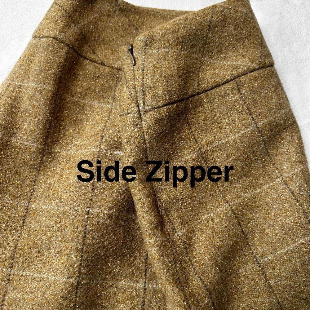 Vintage Jones Wear Wool Blend A-Line Skirt – Size 4,Tan Windowpane Plaid - Picture 6 of 10